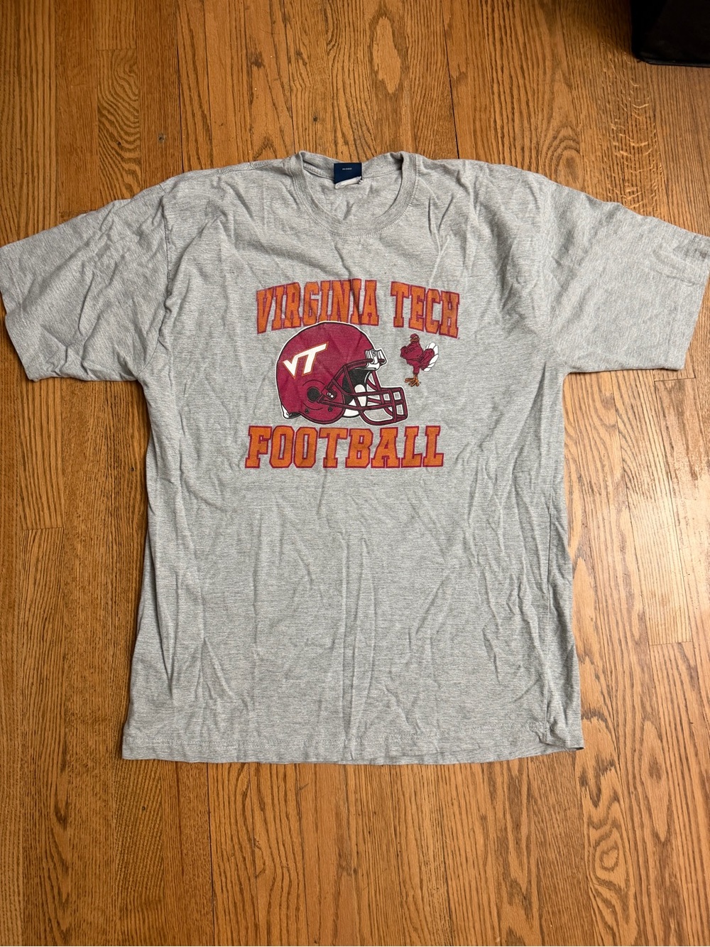 Virginia Tech Football T-Shirt 2XL Gray OVB Old Varsity Brand Soft Hokies Tee